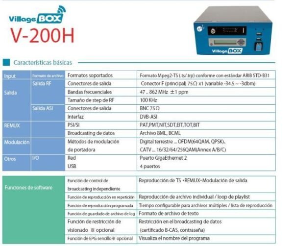 V-200H Modulador/Mux ISDB-t